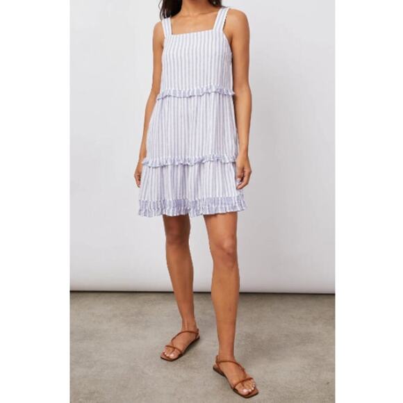 Rails Women's Blue Iris Stripe Mix Sandy Tiered Mini Dress Size S - Picture 1 of 6